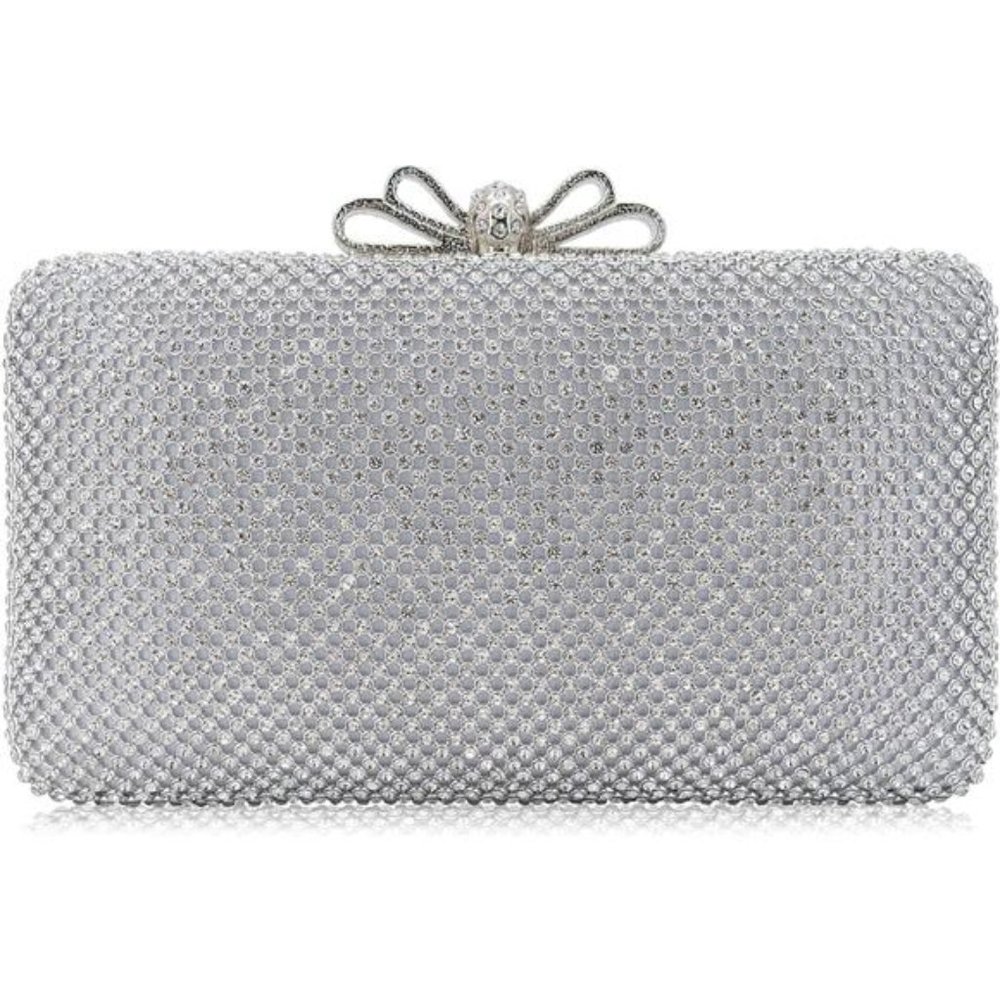 Rhinestone Clutch Purse Silver